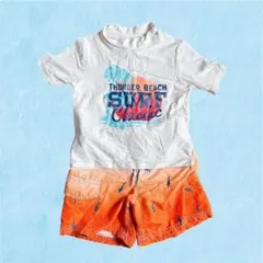 n28. キッズ 水着 上下セット ラッシュガード 半袖 110 サメ柄