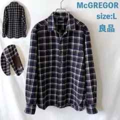 良品 McGREGOR ネルシャツ L チェック 近年モデル ブルー
