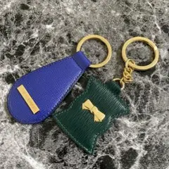 【美品】ニナリッチ　レザーキーホルダー　キーリング　ブルー　グリーン　イタリア製のサムネイル