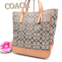 COACH✨トートバッグ シグネチャー キャンバス レザー ベージュ A4可