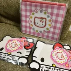 匿名送料込新品★ハッピーくじ　ハローキティ　D賞フラットポーチ　ステッカー　3種