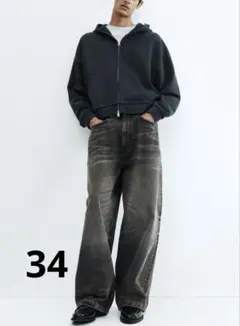 H&Mスーパーバギーデニム ブラック34