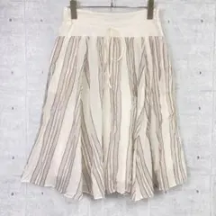 Theory セオリー ストライプ柄 コットン フレアスカート アイボリー 0のサムネイル