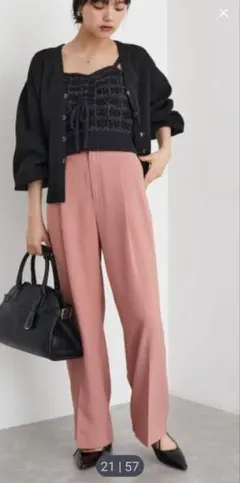 VIS 美easyタックワイドパンツ/スラックス【洗える】ワイドパンツ