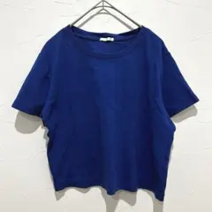 GU クロップドTシャツ XL ブルー ショート丈 コンパクト コットン100%