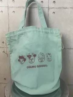 【美品】靴下屋 オサムグッズ 2WAY 巾着 トートバッグ 丸底 ミントのサムネイル