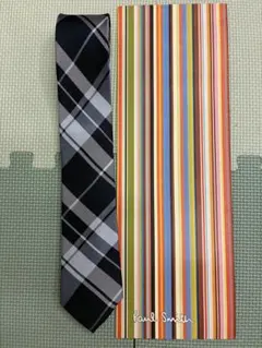 Paul Smith 黒グレーチェック柄ネクタイ　ネクタイのみ