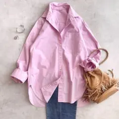 美品 ◆ スピックアンドスパン　コットンタイプライターシャツ　ピンク　春カラー