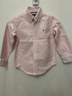 ラルフローレン　ストライプボタンダウンシャツ　110 ピンク　ホワイト