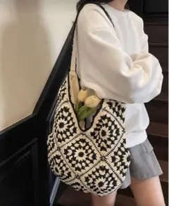 SHEIN グラニースクエアデザイン トートバッグ