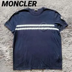 MONCLER モンクレール 立体ロゴ ボーダー Tシャツ ネイビー XXL