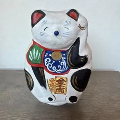 招き猫 三毛猫 陶器製 左手挙げ商売繁盛 - メルカリ