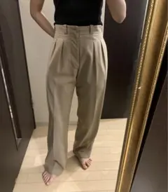 used vintage スラックス ベージュ タックワイドパンツ