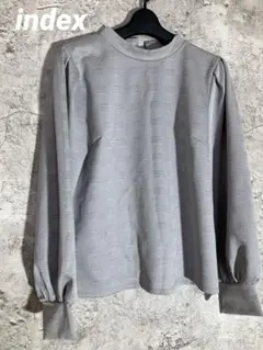 index チェック柄 バルーンスリーブ シャツ　長袖シャツ　ブラウス　トップス