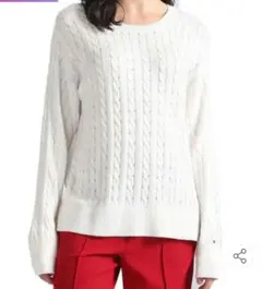 トミーヒルフィガー ケーブルニット ( M サイズ ) 長袖 セーター 白