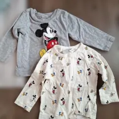 春秋物　ロンT　長袖Tシャツ　ミッキー柄　80cm　２点セット