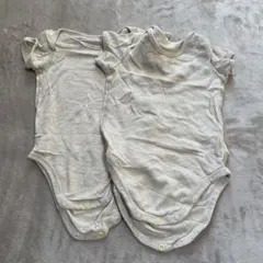 ユニクロベージュ メッシュ 半袖ボディスーツ 2枚セット　90