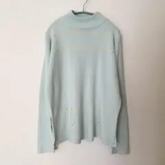 ニット セーター ブルー 水色 クルーネック 3L