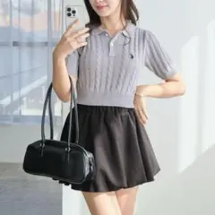 美品♡WEGO/25SS POLO ASSN. ケーブルニットポロ グレー