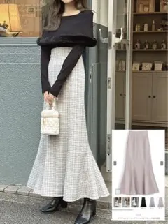 【新品タグ付】ラメチェックツイードマー メイドスカート［dk1080］