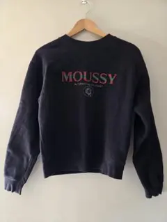 【MOUSSY】ロゴ＆ローズプリント 裏起毛スウェット 黒