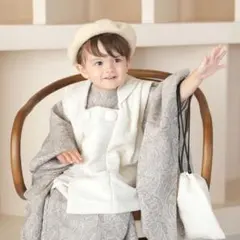 七五三 utatane ジャガードペイズリー くすみグリーン オフホワイト