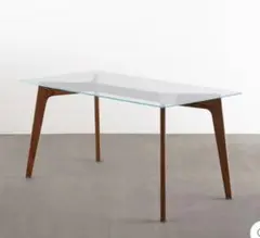 【美品】KANADEMONO THE TABLE / ガラス × オーク無垢材