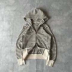 old uniqlo ダブルジップパーカー ボーダー 短丈 y2k ノームコア