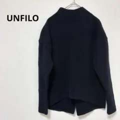 アンフィーロ ネイビー カシミヤブレンド ハイネック ラメニット