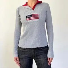 ぽんすけ様専用　ポロジーンズ　ラルフローレン　ハーフジップニット　星条旗　グレー