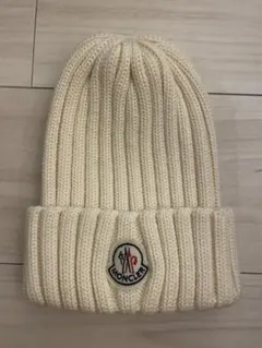 MONCLER ニット帽 ビーニー アイボリー - メルカリ