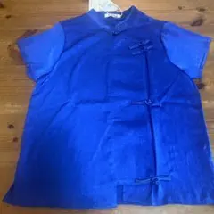 チャイナシャツ　太極拳ウェア　ブルー