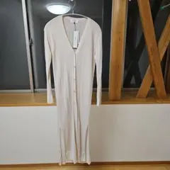 値下げしました!!オペークドットクリップ　リブロングカーディガン