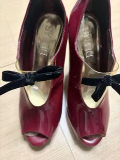 DURAS ボルドー エナメル オープントゥ パンプスのサムネイル