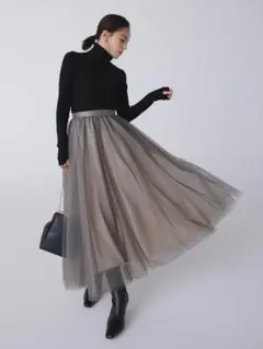 【anuans】シアーボリュームチュールスカート