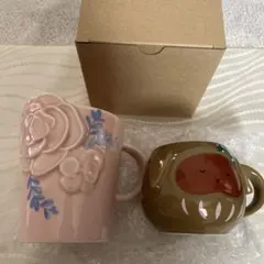 スターバックス マグだるまモカラビット・花柄マグのセット
