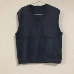 無印　ミラノリブ　ベスト　Ｍ　ダークグレー