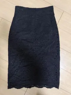 BORNY レース タイトスカート 黒 ひざ丈 M きれいめ