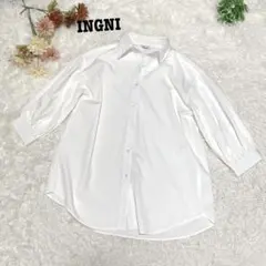 s.1625【イング】7分袖 シャツ ホワイト シンプル 無地 ゆったり M