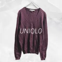 a2236 UNIQLO エクストラファインメリノウールVネックニット 薄手 M