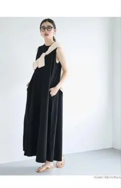 coca エンボス加工 マキシ丈ノースリーブワンピース