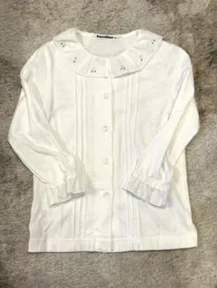 familiar フリル襟 長袖シャツ 100cm さくらんぼ刺繍