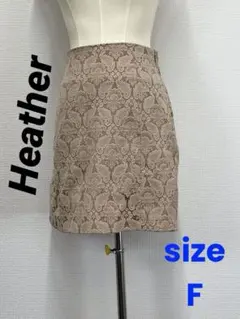 Heather スキンカラー系　刺繍柄　ミニ丈タイトスカート【中古】D67のサムネイル