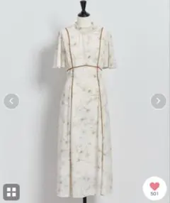 ⭐︎お買い得　noela ペン描きリリーワンピース　ホワイト　Sサイズ