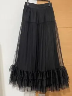 チュールスカート ロング 黒のサムネイル