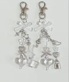 ビーズキーホルダー コレクトブック y2k 韓国 クリア 2点