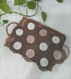 円形モチーフ マルチカバー　ブラウン♡ハンドメイド