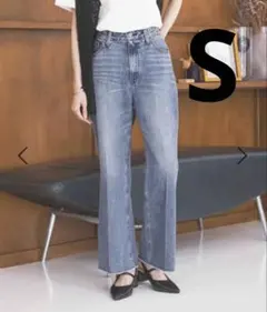 GLOBAL WORK GOODデニムフレアパンツ 　ブルー 春服 裾フリンジ