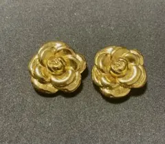 ゴールド色カメリアモチーフ　ボタンカバー　アンティーク　ヴィンテージ　2個セット