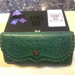 希少☆廃盤 OLD ANNA SUI 二つ折り財布 ローズガーデン がま口 牛革 希少☆廃盤 OLD ANNA SUI 二つ折り財布 ローズガーデン がま口 牛革